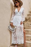 White Boho Lace Maxi Dress