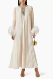 Layla Crystal Embellished Feather Maxi Dress