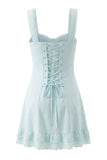 Lace Trim Mini Dress With Bow Detail