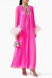 Layla Crystal Embellished Feather Maxi Dress