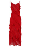Ruffle Open-Back Maxi Dress