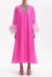 Layla Crystal Embellished Feather Maxi Dress