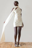 Astrella Neck Wrap Midi A-Line Dress
