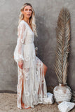 White Boho Lace Maxi Dress