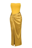 Selena Draped Satin Corset Maxi Dress