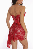 Lace Strapless Corset Mini Dress