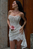 Lace Strapless Corset Mini Dress