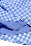 Mia Blue Gingham Spaghetti Strap Midi Dress