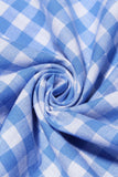 Mia Blue Gingham Spaghetti Strap Midi Dress