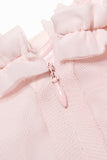 Blush Ruffle Cutout Mesh Maxi Dress