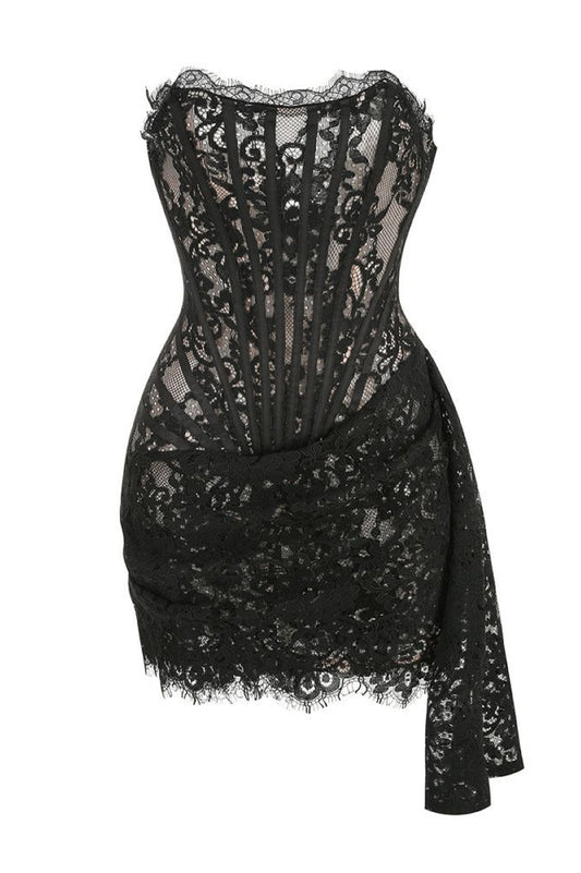 Lace Strapless Corset Mini Dress