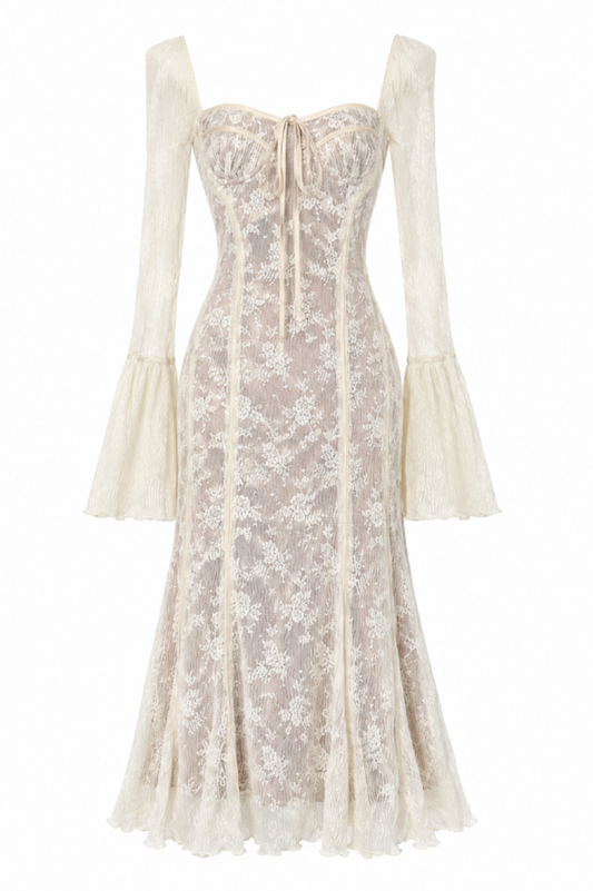 Delilah Vintage Cream Lace Maxi Dress