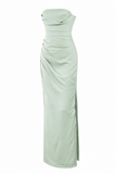 Satin Strapless Corset Maxi Dress