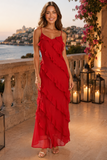 Ruffle Open-Back Maxi Dress