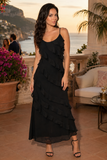 Ruffle Open-Back Maxi Dress