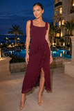 Ruffle Chiffon Maxi Dress