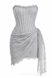 Lace Strapless Corset Mini Dress