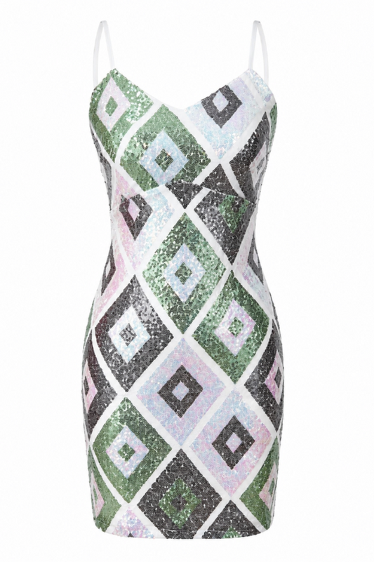 Argyle Sequin Bodycon Mini Dress