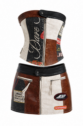 Vegan Leather Corset & Mini Skirt Set