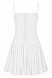 White Corset Pleated Mini Dress