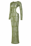 Moss Green Metallic Umbra Dress