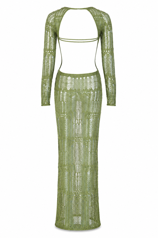 Moss Green Metallic Umbra Dress