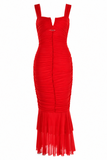 Nadia Ruched Fishtail Maxi Dress
