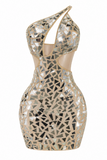 Mirror Cutout Embellished Mini Dress