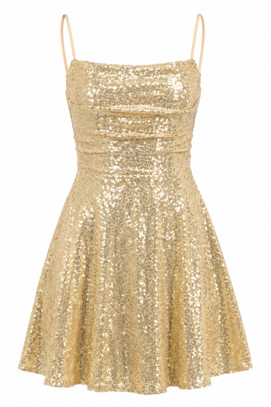 Jewel Sequin Cowl Neck Dress