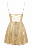 Jewel Sequin Cowl Neck Dress