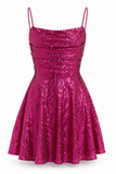 Jewel Sequin Cowl Neck Dress