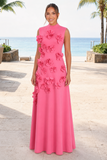 3D Flower Applique Maxi Dress