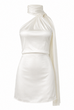Astrella Neck Wrap Midi A-Line Dress