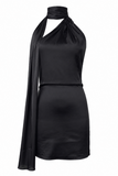 Astrella Neck Wrap Midi A-Line Dress