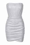 Strapless Corset Ruched Bodycon Mini Dress