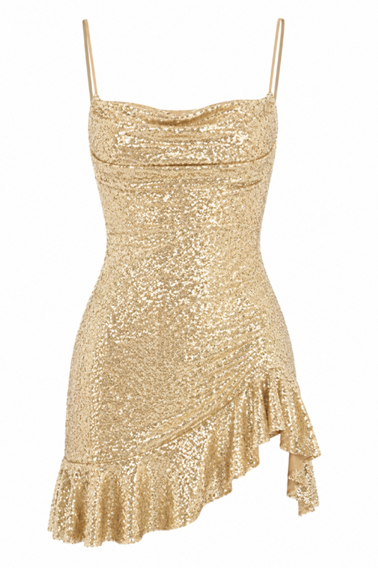 Sequin Cowl Neck Dress