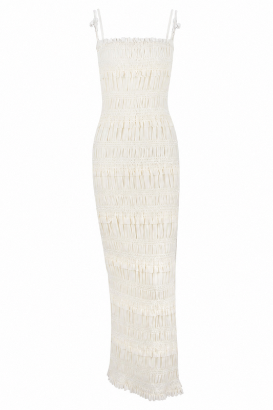 Tiered Ruffle Smocked Bodycon Midi Dress