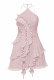 Ariana Ruched Ruffle Homecoming Dress