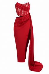 Aria Lace Corset Cutout Evening Dress