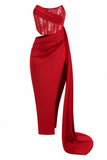 Aria Lace Corset Cutout Evening Dress