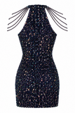 Luna Chain Detail Sequin Bodycon Dress