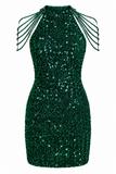 Luna Chain Detail Sequin Bodycon Dress