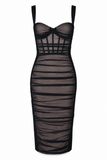 Elena Mesh Corset Midi Bodycon Dress