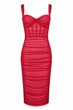 Elena Mesh Corset Midi Bodycon Dress