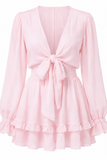 Marnie Tie Front Tiered Ruffle Mini Dress