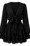 Marnie Tie Front Tiered Ruffle Mini Dress