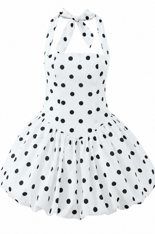 Marnie Halter Neck Polka Dot Bubble Dress