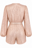 Chloe Sequin Wrap Belted Romper