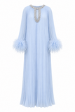 Layla Crystal Embellished Feather Maxi Dress