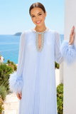 Layla Crystal Embellished Feather Maxi Dress